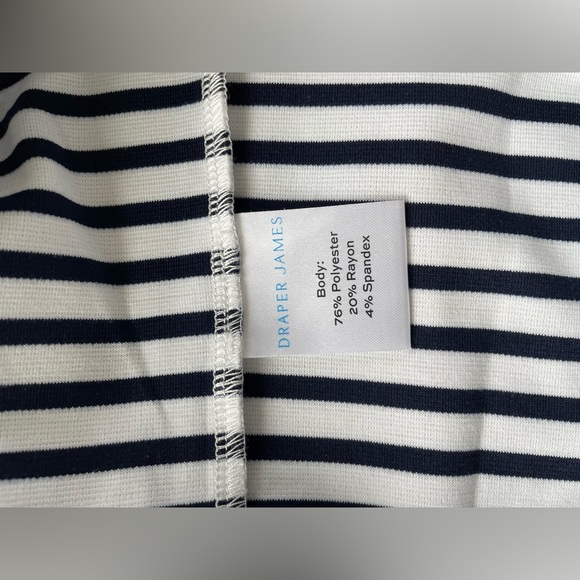 Draper James Sailor Stripe Ponte Shift Dress White & Navy Large - Picture 9 of 10